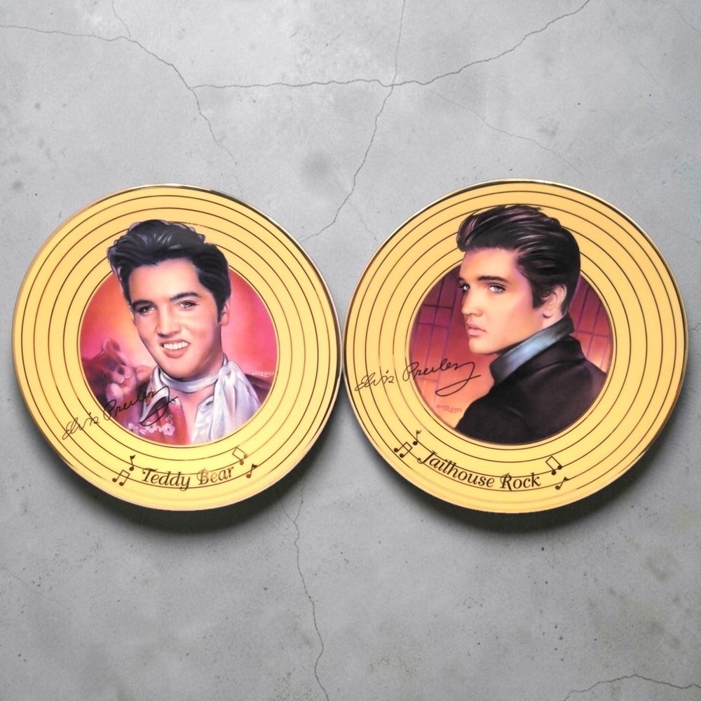 VTG 1990's Bradford Exchange Solid Gold Elvis Collector Plate Set Jailhouse Rock